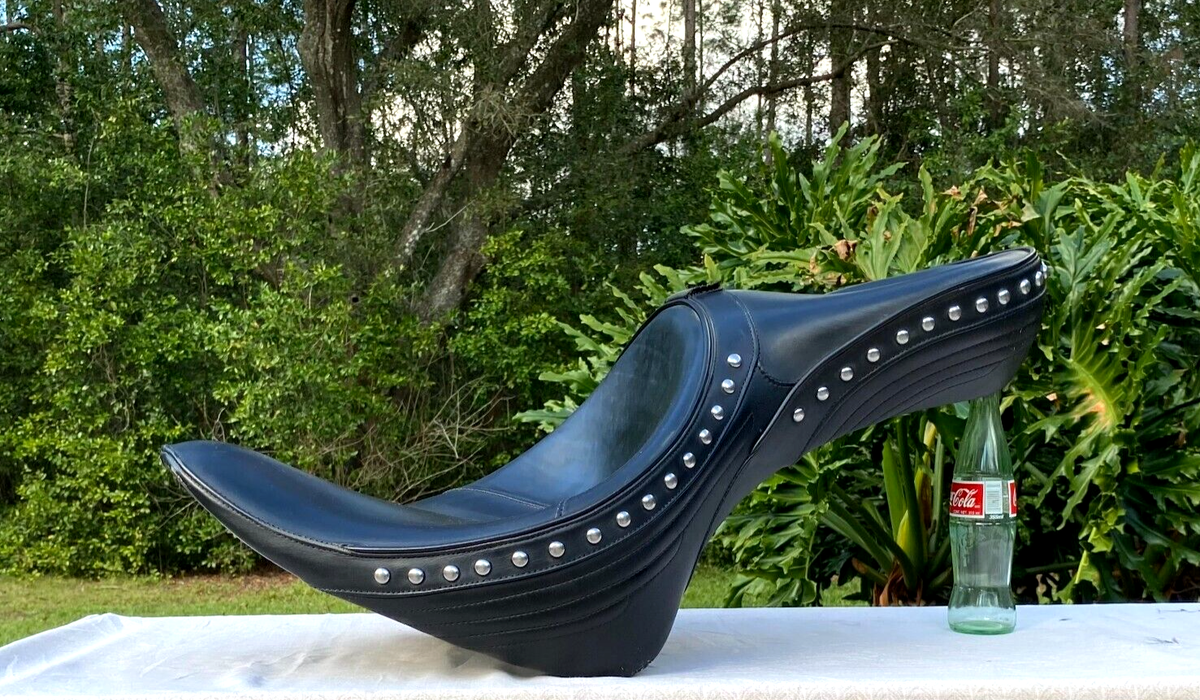 Corbin Leather Dual Touring Saddle 161 Black Studs Harley Softail