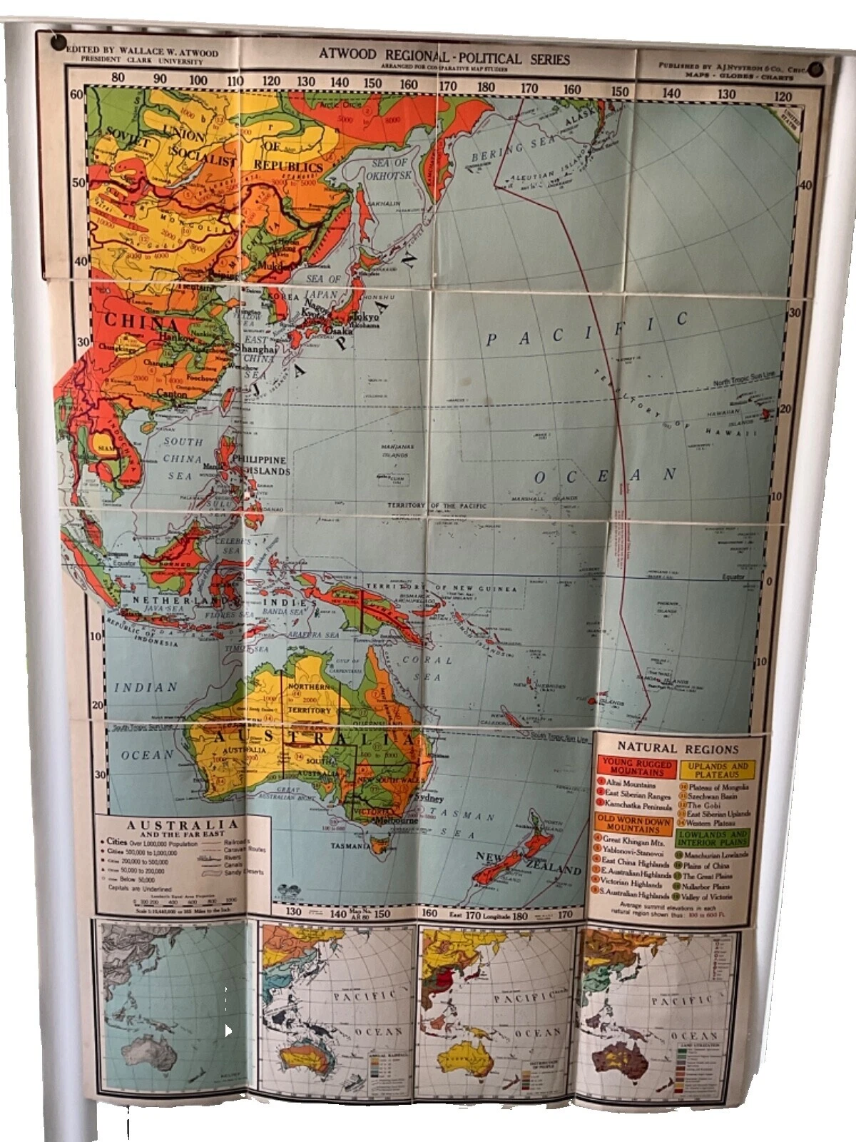 1940-1949 Date Range Antique World Wall Maps