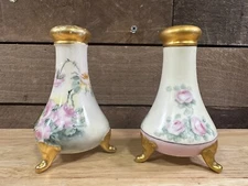 Vintage Pair Of PL Limoges France Flower Hat Pin Holders