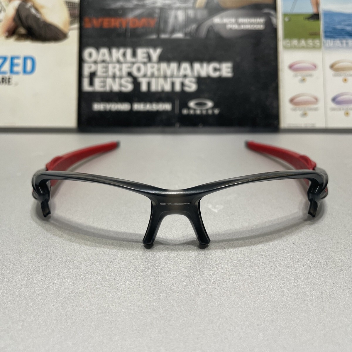 Oakley Flak 2.0 XL Matte Grey Smoke FRAME w/ Red Oakley Icons SKU