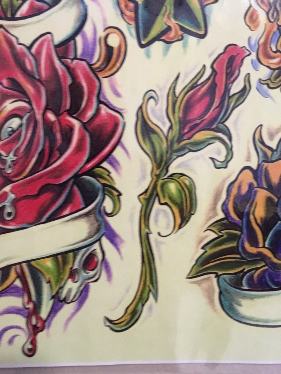 Tattoo Studio Shop Flash Single Flowers Skull Rose Star Ink
