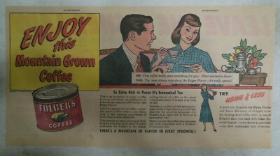 Folger's Coffee Ad: Enjoy This Coffee ! from 1949 7.5 x 15 Inch
