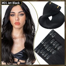 THICK Clip In Double Weft Real Hair Extensions Remy Human Hair Full Head 300G UK