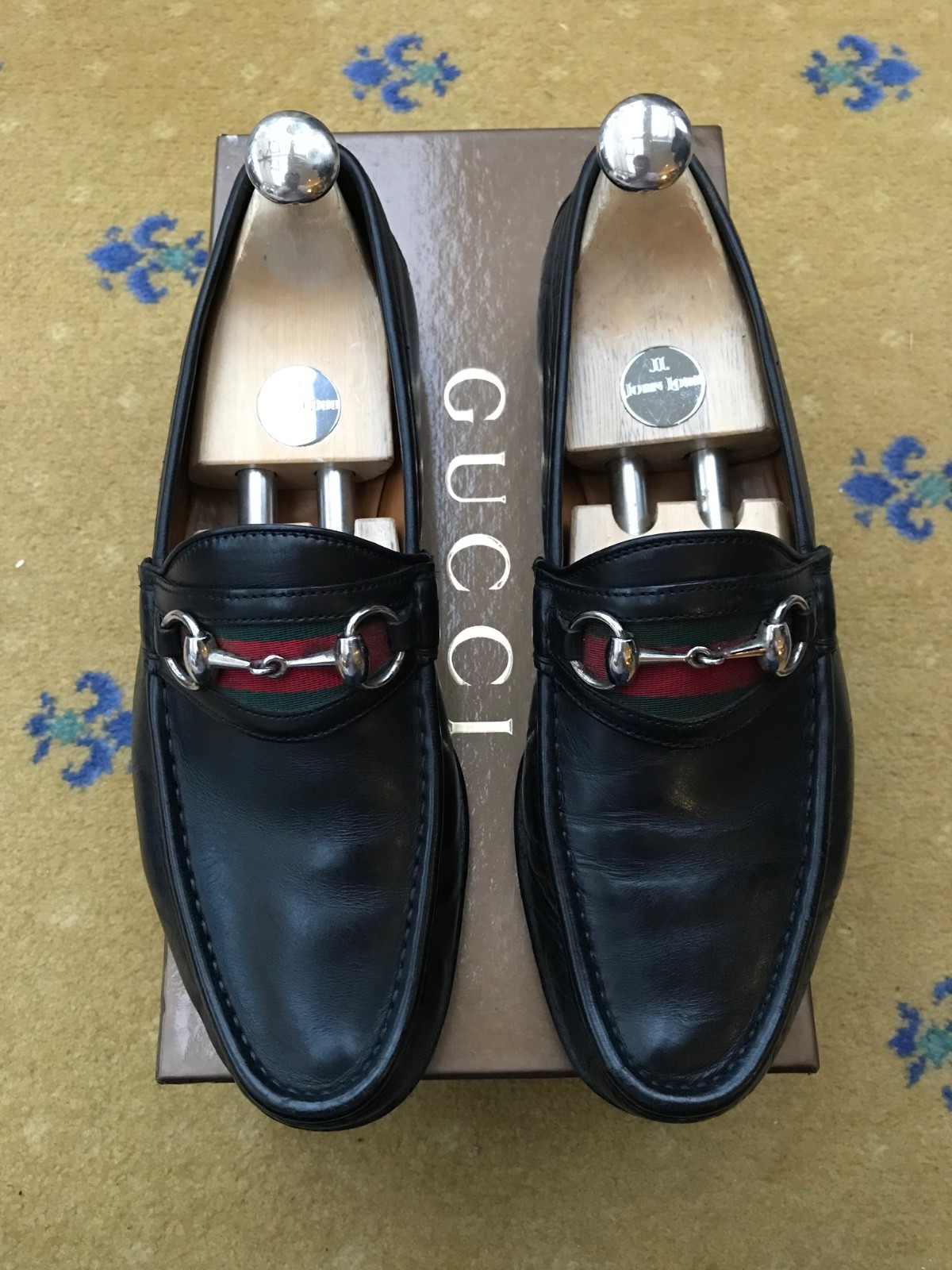 Gucci Loafers Leather Shoes Horsebit Black Web Green Red Mens US 8 UK 7.5 41.5 thumbnail 4