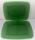 Vintage Anchor Hocking Green Platters platter Lot of 2 MCM