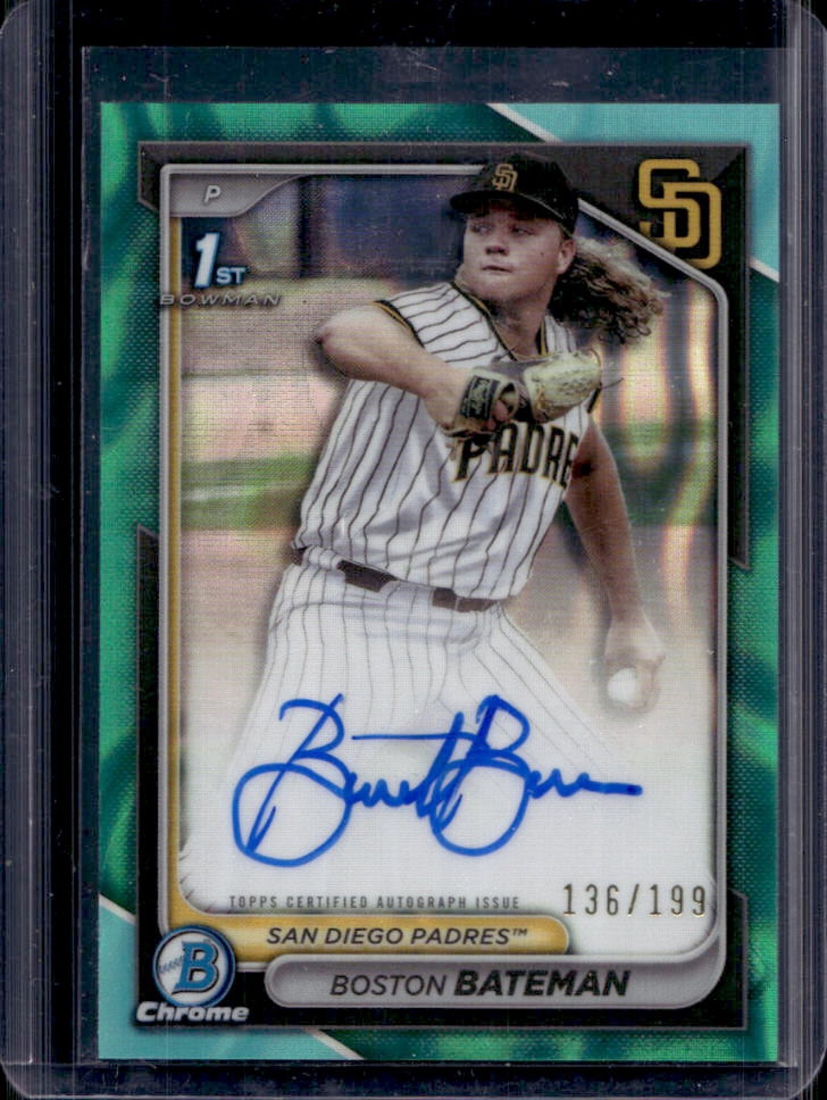 2024 Bowman Draft Boston Bateman Chrome Auto Aqua Lava Refractor 1st #/199