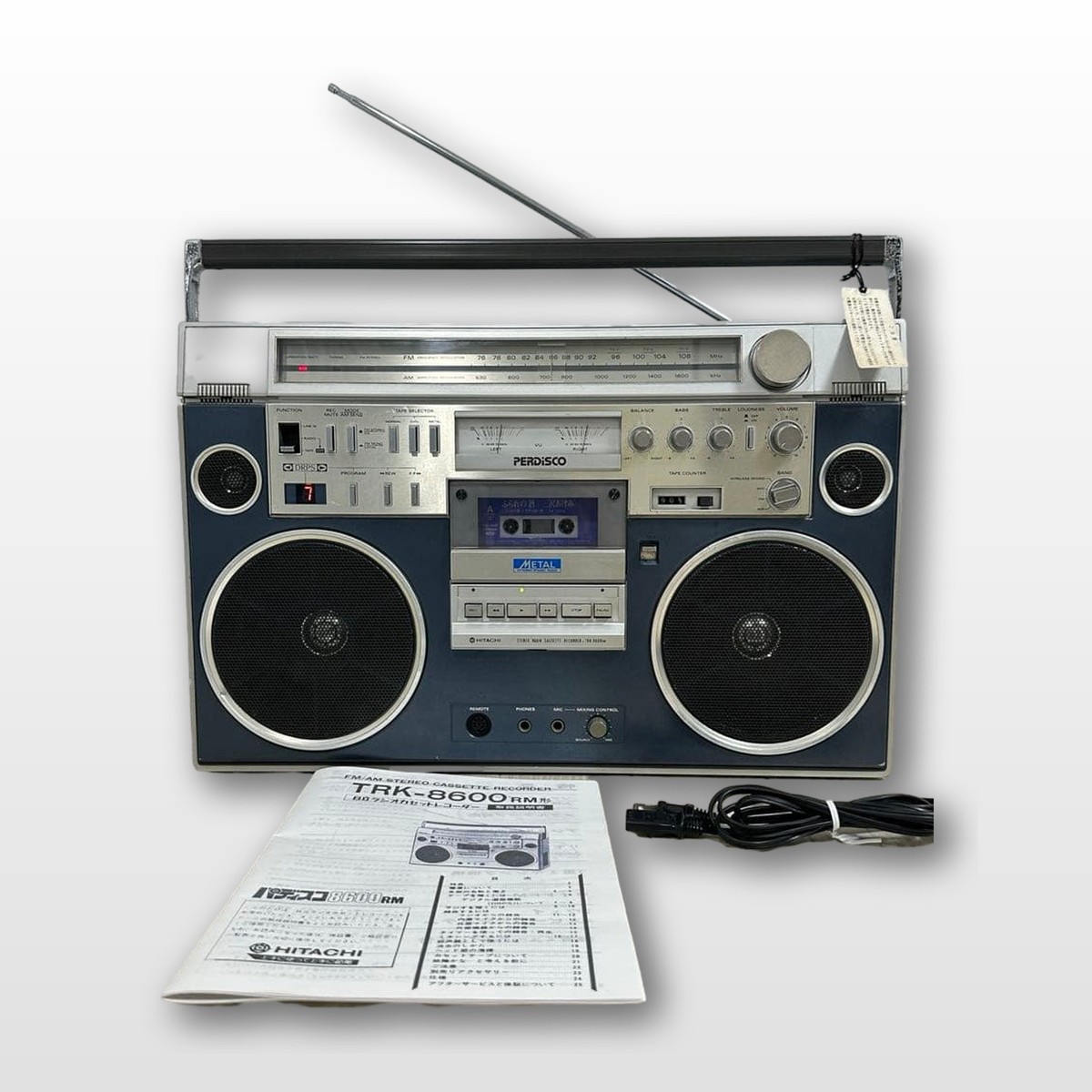 Rare Hitachi TRK-8600 Stereo Radio Cassette Boombox Blue Vintage