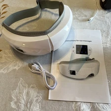 Eye Massager with Heat and Vibration Compression Rechargeable Bluetooth WHITE.