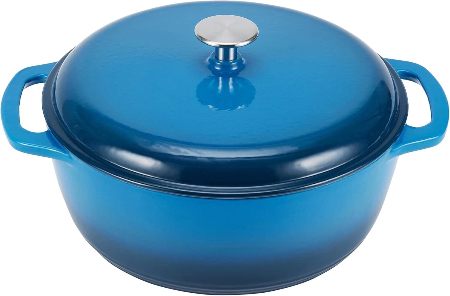 Amazon Basics Cast Iron Dutch Oven Pot with Lid, Enameled, Round, Dual Handles,