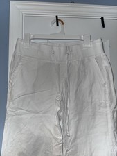 Vintage Linen Pants White Size S With Pockets Mid-low Rise
