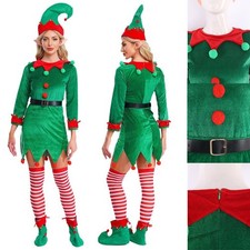 US Women Cosplay Dress Up Outfits Fancy Dress Xmas Uniform Christmas Elf Costume