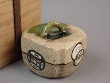 Japanese Old Oribe Ware Kogo Incense Container Ko-Oribe Style