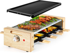 Vonshef Raclette Grill Electric &ndash; 1200W Stone Raclette Machine for 8 Person, 2 R
