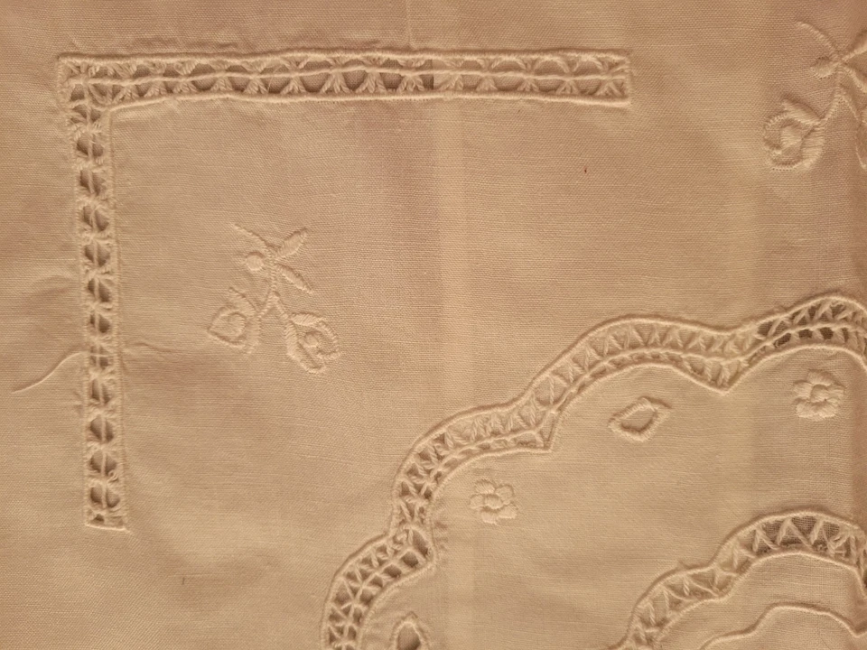 DE COLECCIÓN ~ Blanco cremoso corte-work FLORAL BORDADO FESTONEADO 2 (PAR) FUNDAS 21x21" Foto 4 de 4