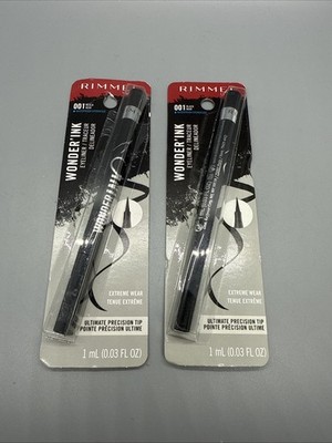 2 Rimmel London Waterproof Wonder Ink Eyeliner, Matte Finish, 001, Black, 0.03oz