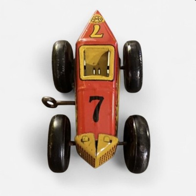 Vintage Marx Racer No 7 Tin Litho Wind Up Race Car 1940s Toy Metal No Driver