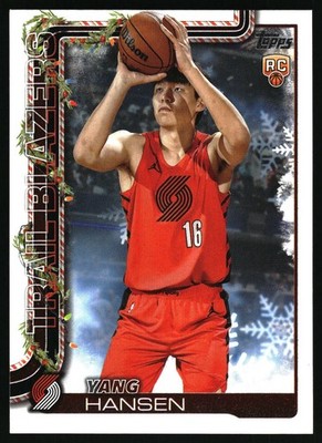 2025-26 Topps Holiday #H176 Yang Hansen RC Portland Trail Blazers