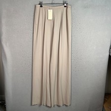 Armani Collezioni Beige Wide-Leg Wool Blend Trousers Womens Size 2 Made In Italy