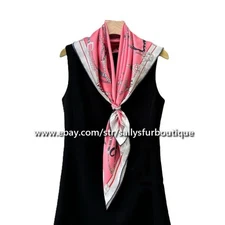 Sallys Heavy 18 Momme Twill Silk Wrap Scarf Chains Print Square Stole Shawl 35"