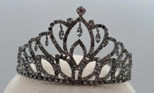 Vintage 1940s Rhinestone Bridal Tiara Crown Foil Back Glass with Side Combs