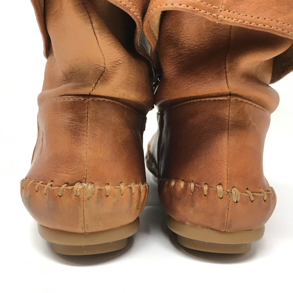 Frye Reba Cuff Short Moccasin Boots Booties Shoes Womens Size 7.5 Brown Leather - Image 3 of 4