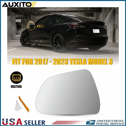 For Mirror Glass Power Heated 2017-2023 Tesla Model 3 Driver Side 113065100A