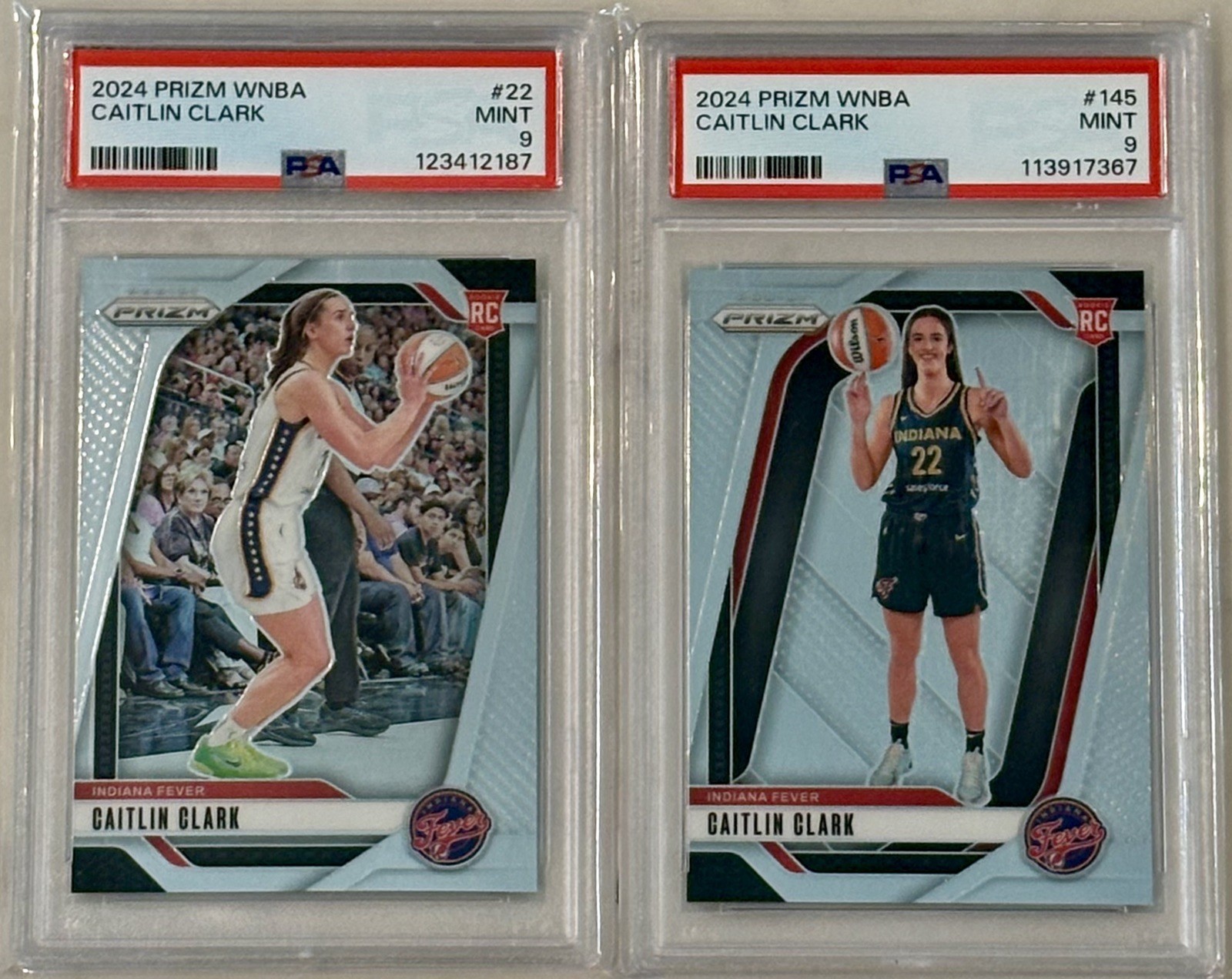2024 Prizm Caitlin Clark Indiana Fever Rookie Base & Variation PSA 9 LOT X2 🏀🔥