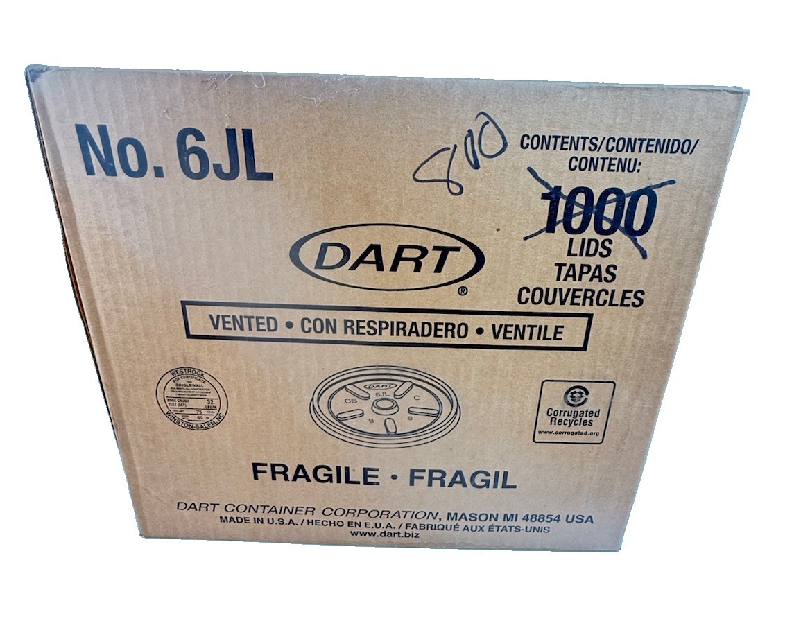 Dart 6JL Vented Plastic Cup Lids – Case of 800–Disposable Drink Lids-For 4oz Cup