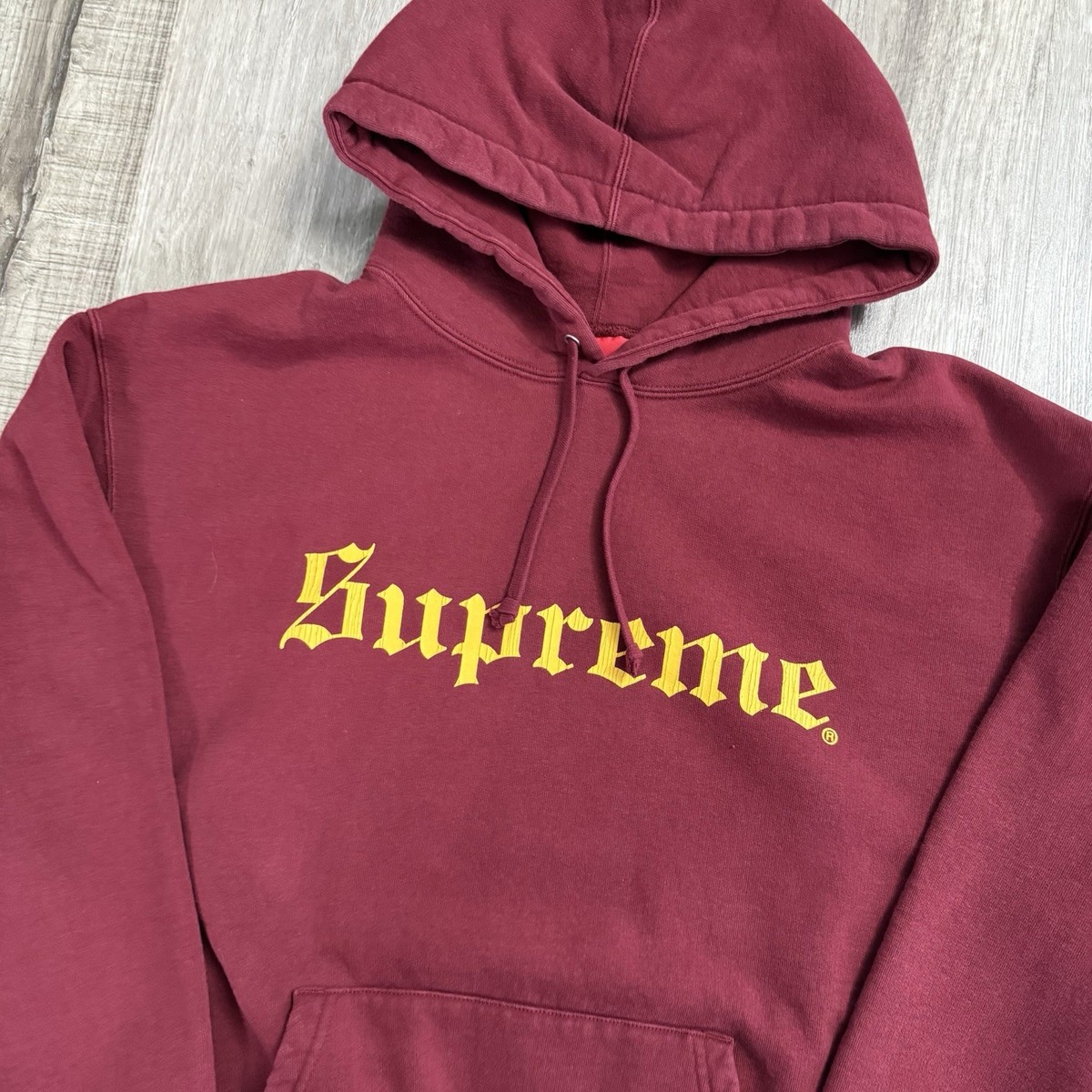 Supreme Washed Old English Hooded Sweatshirt Cardinal FW25 Men