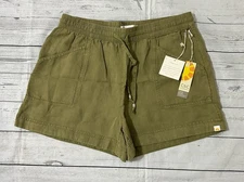 C&C California Linen Shorts Women's Vintage Look Drawstring Olive Size XL NEW