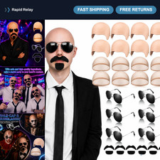 Bald Cap Costume Accessory Set - 7/14/42 Pcs Latex Caps for Halloween Cosplay