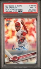 2017 Topps Chrome Update LUIS CASTILLO PSA 9 Auto 10 Refractor Rookie RC #HMT63
