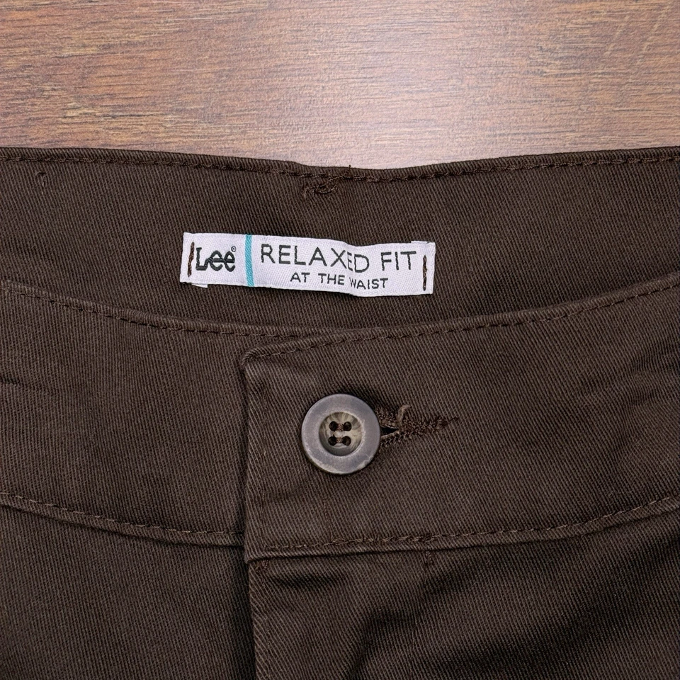 Pantalones Lee Calce Relajado Mujer 20W Medianos Marrón Cómodo Cintura Elásticos Nuevos Foto 3 de 4