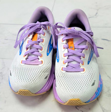 Brooks Ghost Women's White Purple Blue Mesh Low Top Lace Up Running Sneaker