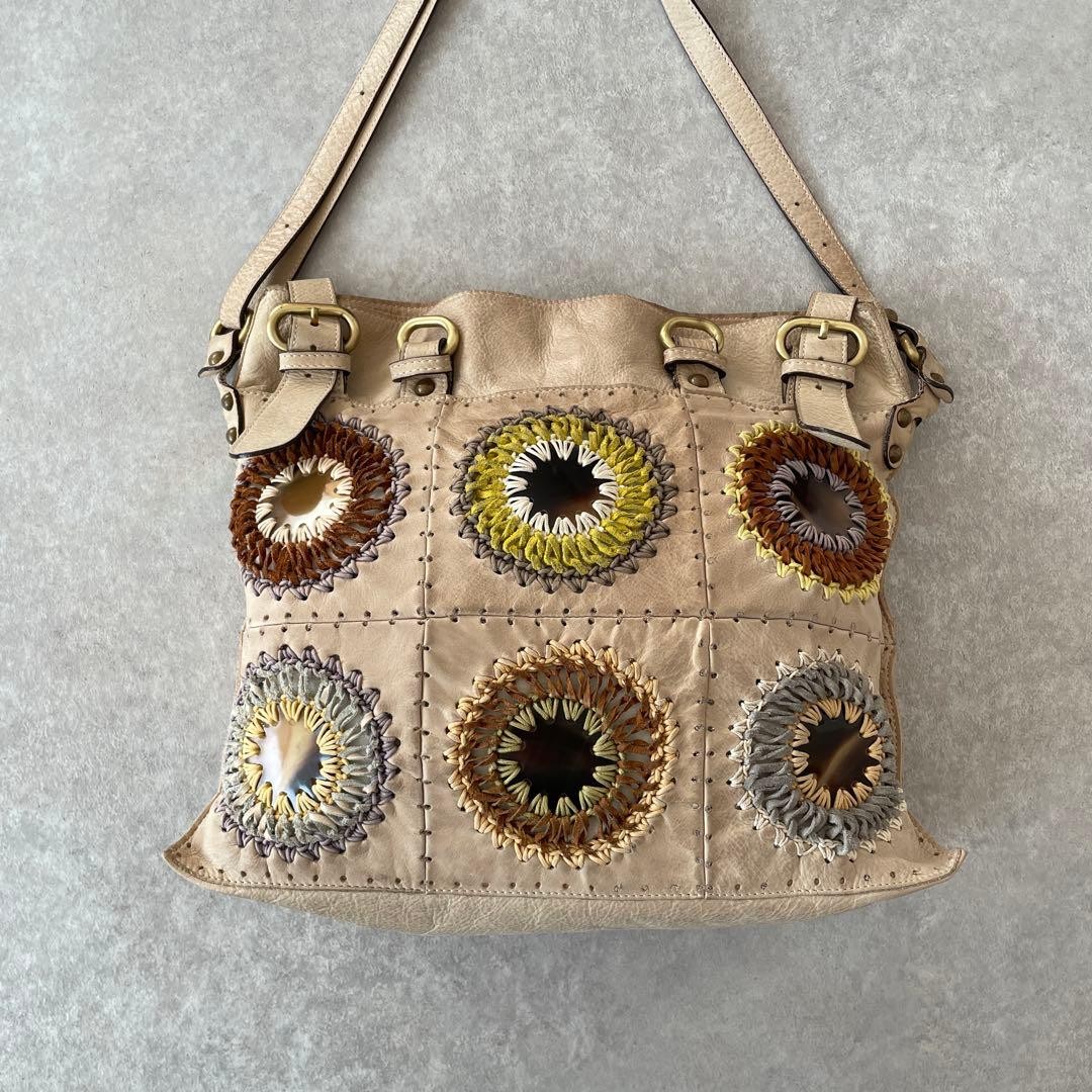 Jamin Puech Leather Embroidered Patchwork Shoulde… - image 1