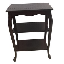 Dark Wood End Table 2 Shelf Curved Legs