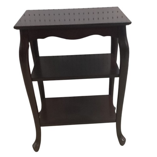 Dark Wood End Table 2 Shelf Curved Legs