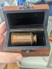 Vintage Style Brass Telescope Spyglass with Wooden Box Brass Trim Made in India