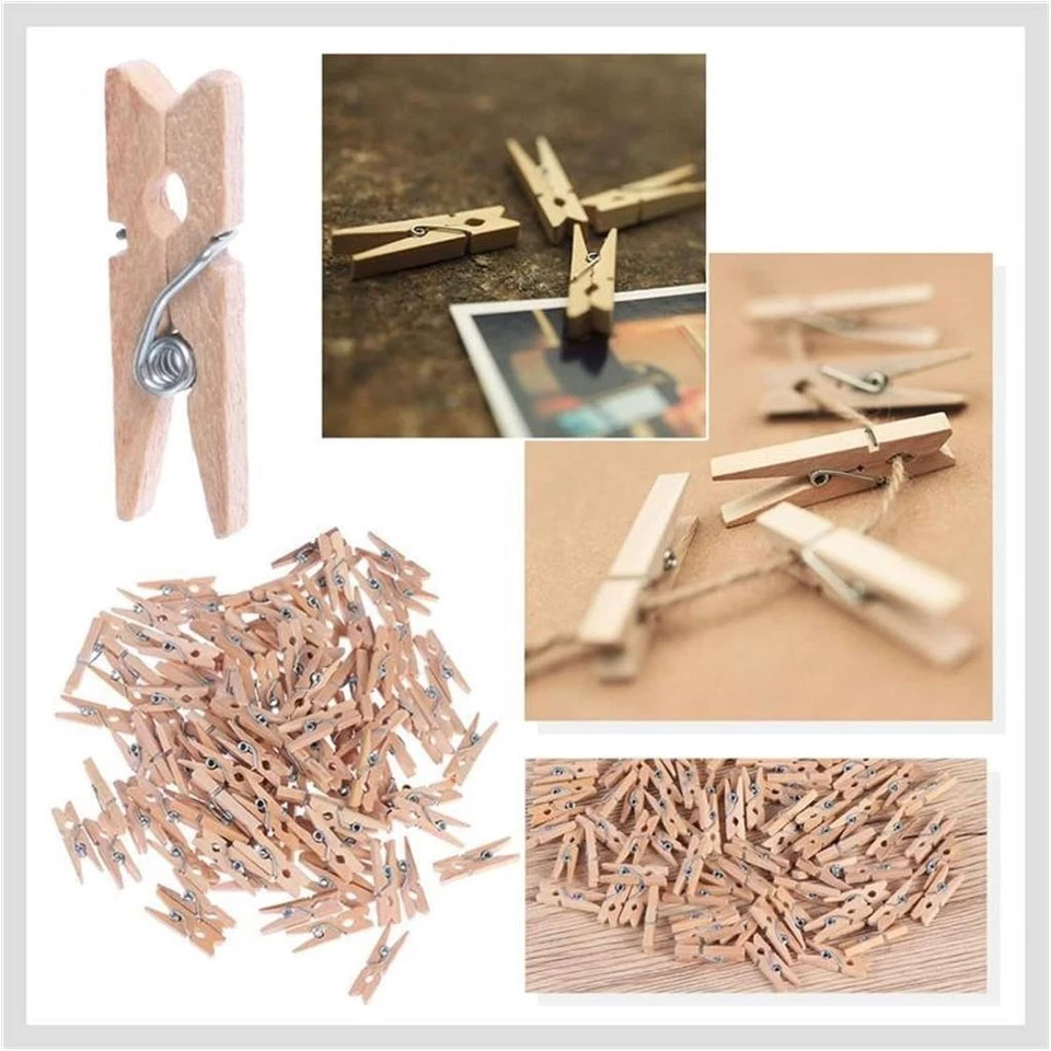 1000x Mini Wooden Pegs Craft Clothespins Natural Wood Photo Clips 2.5 Bulk - image 2 of 4