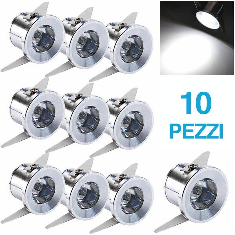 Punto Luce LED Incasso 1W 220V Kit 10 Pezzi Segnapasso Scale Bianco Freddo