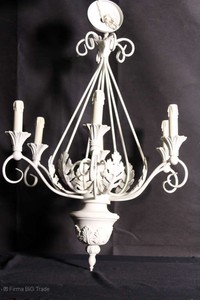 SELTEN! Prächtige Deckenleuchte Schmiedeeisen Weiss Hängelampe