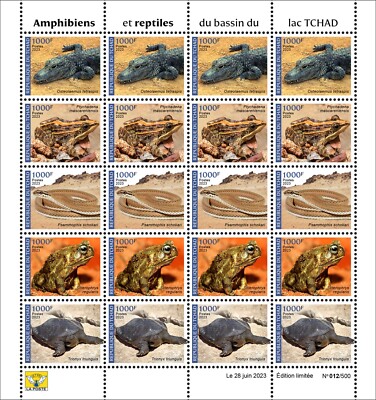 Chad Toad CHAD 2023 MS 20V - AMPHIBIANS REPTILES - CROCODILE FROG SNAKE TOAD ...