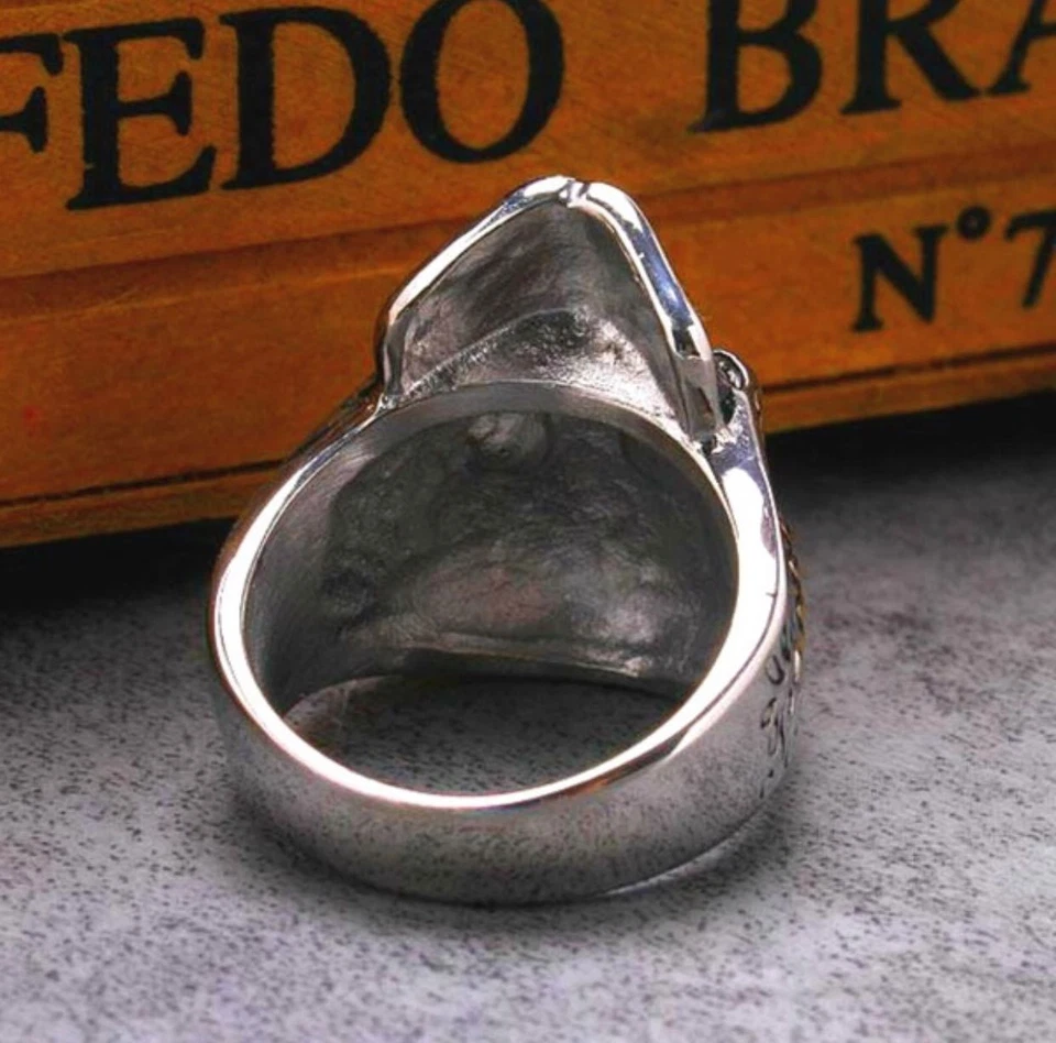 Anillo de motociclista con tema cruzado calavera 3D Harley Punisher para hombre talla 8 9 10 13 Foto 2 de 3