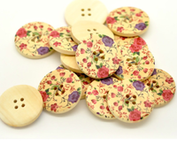 10 HolzknöPfe 30Mm Blumenmotiv 4-Loch Knopf KnöPfe Zum AnnäHen Basteln Blumen