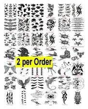 2 Temporary Fake Tattoos Bold Body Art Transfer Waterpoof Fancy Dress- Choice