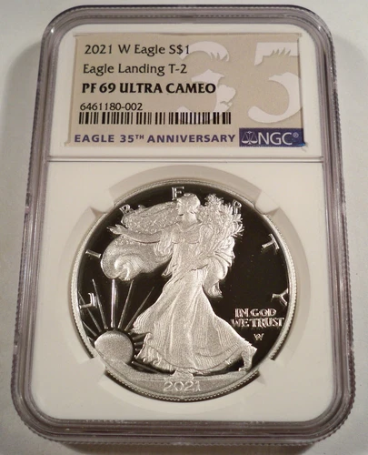 2021-W NGC PF69UCAM T2 AMERICAN SILVER EAGLE PROOF PR 69 ULTRA CAMEO