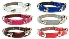 Collare per cane unico in pelle largo 1 pollice con distintivi bulldog francese 