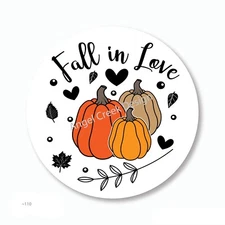 Fall in Love Autumn Pumpkins Favors Scrapbook Stickers Labels Envelope Seals
