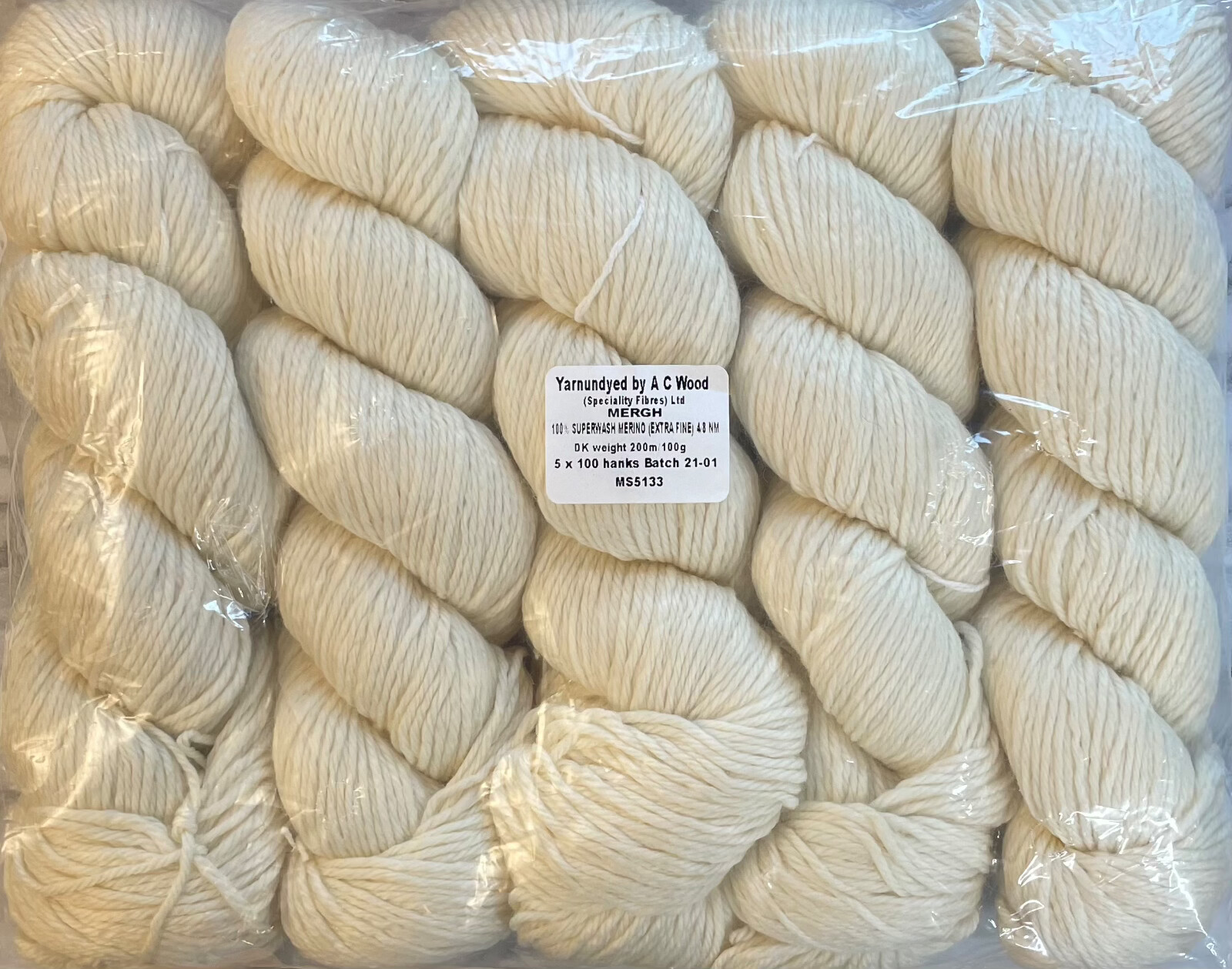 DK 100% Superwash Undyed Yarn, Extra Fine Merino Wool 5 x 100 gm Packs (AC Wood)