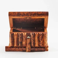 Handmade Thuya Burl Wooden Secret Box, Moroccan Traditional Secret